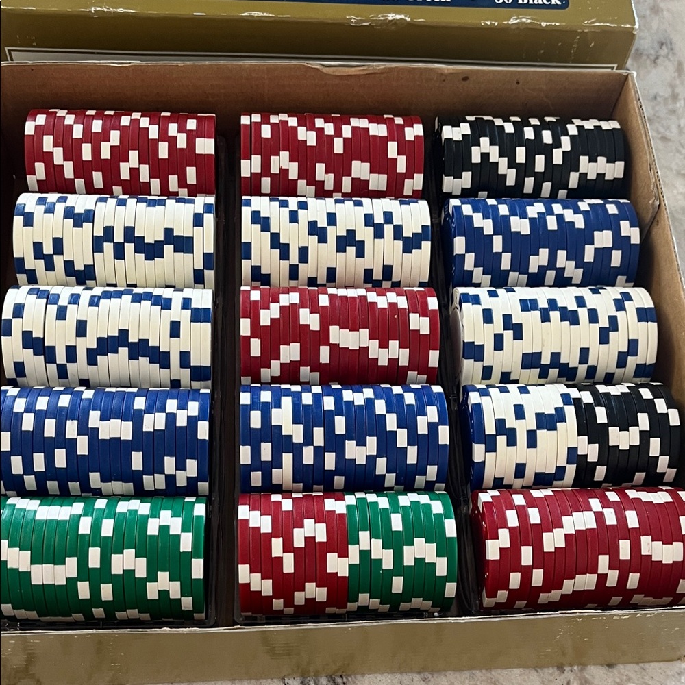 Classic Poker Chip Set - Red, Blue, Green, Black, White